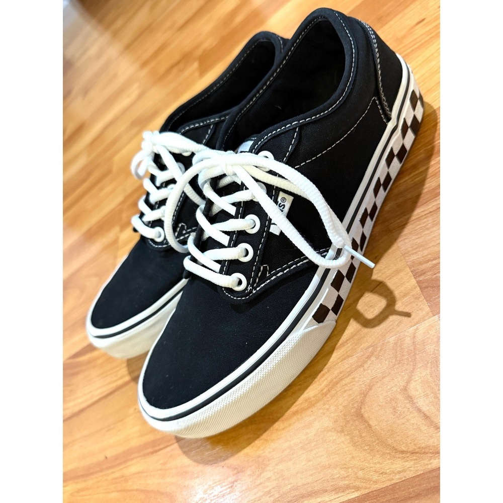 Vans Atwood Checkerboard Mens 7.5 Black White Canvas Skate Shoes Low Top